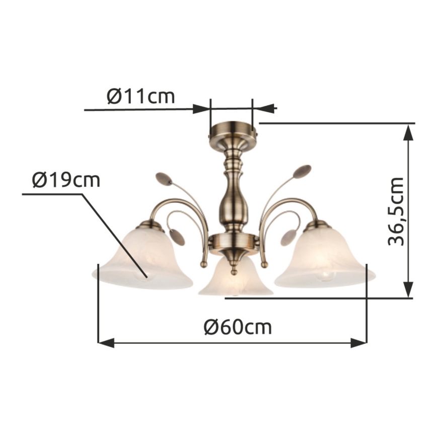 Globo - Kattovalo 3xE27/60W/230V