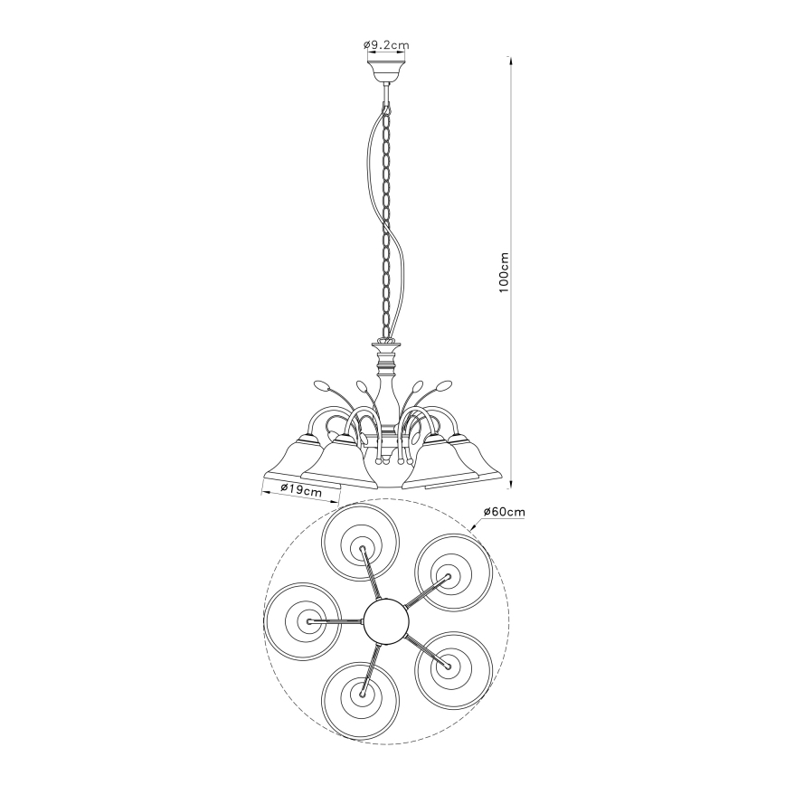 Globo - Kattokruunu ketjussa 5xE27/60W/230V