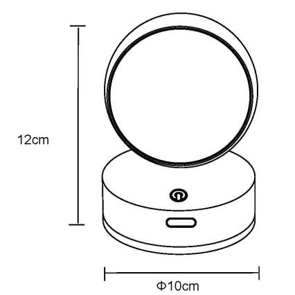 Globo - LED himmennettävä ladattava kosketusseinävalaisin LED/1,4W/5V 1800 mAh musta