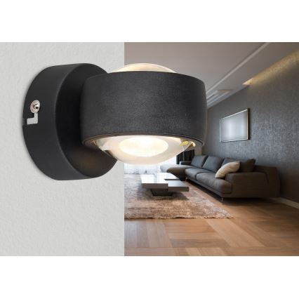 Globo - LED-seinävalaisin LED/7W/230V 3000K musta