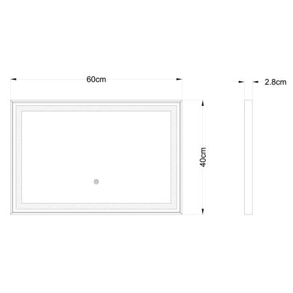 Globo - LED Himmennettävä seinä peili kanssa taustavalo LED/10W/230V 2700/4000/6500K 60x40 cm
