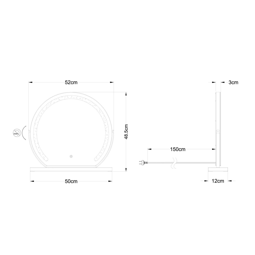 Globo - LED himmennettävä seinäpeili LED-valaistuksella 10W/230V 2700/4000/6500K 12x48,5 cm