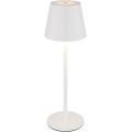 Globo - Himennettävä LED-kosketusohjattu ladattava ulkokäyttöön tarkoitettu pöytälamppu, 3-toiminen, LED/3W/5V, 3000/4000/5000K, IP54, 1800 mAh, valkoinen