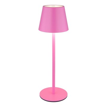 Globo - himmennettävä kosketustoiminen ladattava ulkokäyttöön sopiva pöytälamppu 3-in-1 LED/3W/5V 3000/4000/5000K IP54 1800 mAh vaaleanpunainen