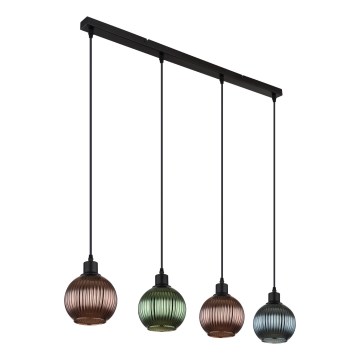 Globo - Kattokruunu johdossa 4xE27/25W/230V kupari/vihreä/sininen