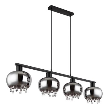 Globo - Kattokruunu johdossa 4xE27/9W/230V musta