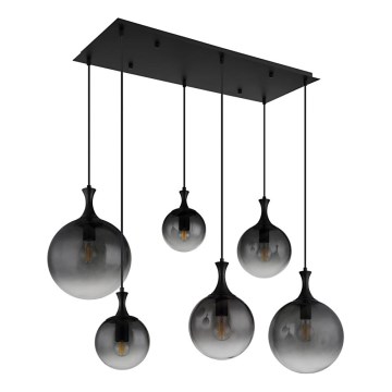 Globo - Kattokruunu johdossa 6xE27/10W/230V musta