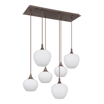 Globo - Kattokruunu johdossa 6xE27/40W/230V valkoinen