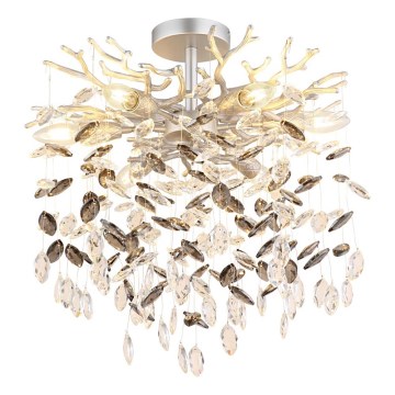 Globo - Kattokruunu varrella 6xE14/40W/230V hopea