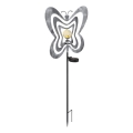 Globo - LED-aurinkovalaisin LED/3V IP44 300 mAh hopeanvärinen perhosenmuotoinen
