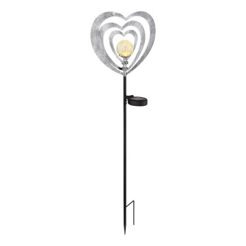 Globo - LED aurinkovalaisin LED/3V IP44 300 mAh hopeanvärinen sydän