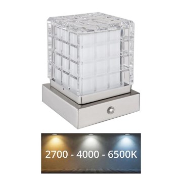 Globo - LED himmennettävä kosketuspöytävalaisin LED/2,5W/3,7V 2700K/4000K/6500K 1800 mAh USB mattakromi