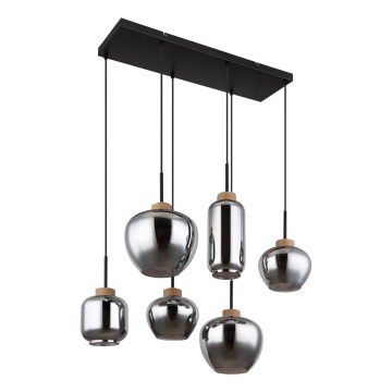 Globo - Riippuvalaisin vaijerilla 6xE27/40W/230V musta
