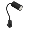 Globo - Seinään kiinnitettävä pistokkeellinen kohdevalaisin 1xGU10/35W/230V musta