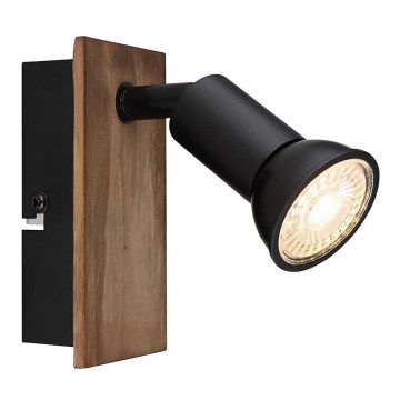 Globo - Seinäkohdevalo 1xGU10/35W/230V puu/musta