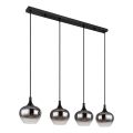 Globo - Vaijerilla ripustettava riippuvalaisin 4xE27/40W/230V musta