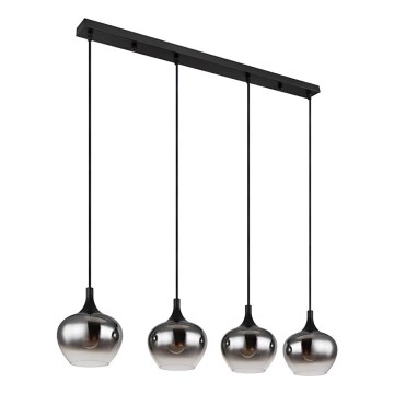 Globo - Vaijerilla ripustettava riippuvalaisin 4xE27/40W/230V musta