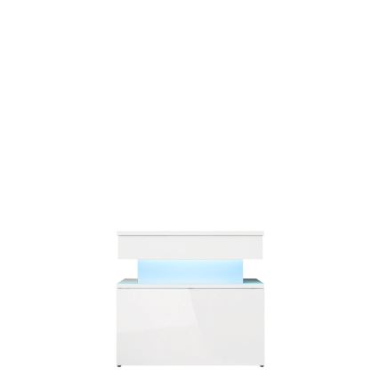 GLOSSA yöpöytä LED-valaistuksella 55x51 cm valkoinen/kiiltävä valkoinen