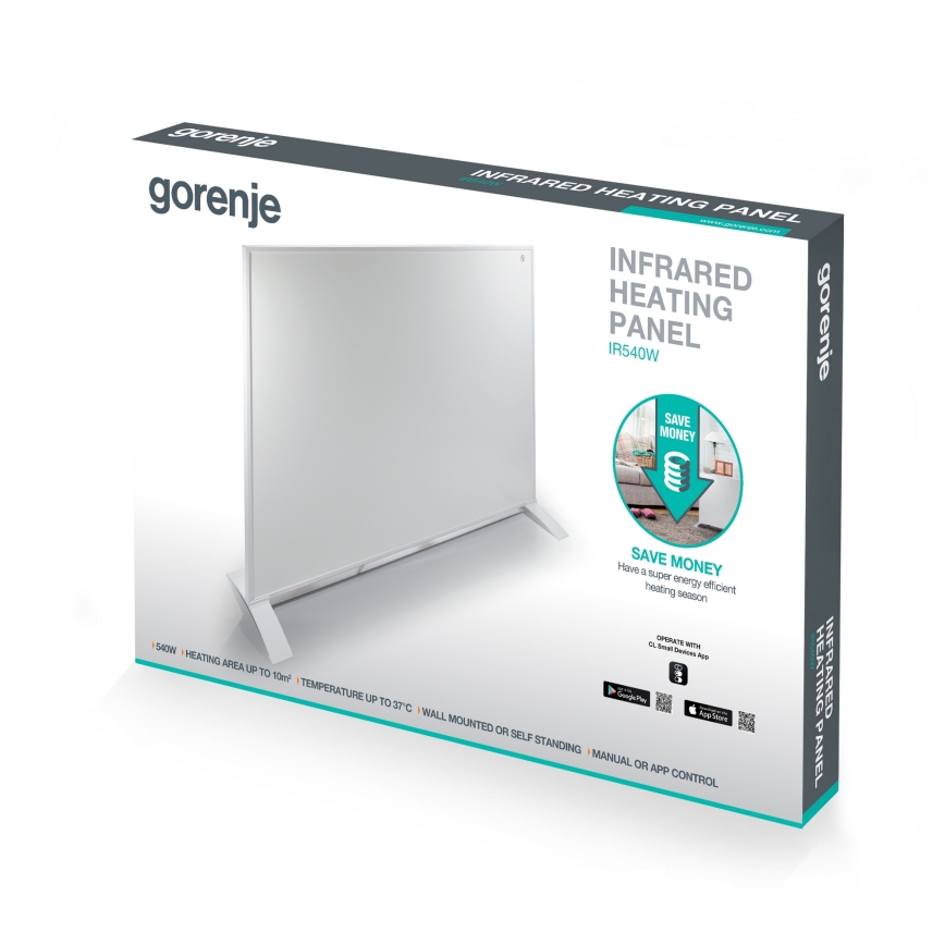 GORENJE IR540W - Älykäs sähköinen infrapaneeli 540W, ajastin, Wi-Fi, musta