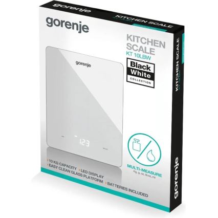GORENJE KT10LBW - Digitaalinen keittiövaaka 3xAAA valkoinen