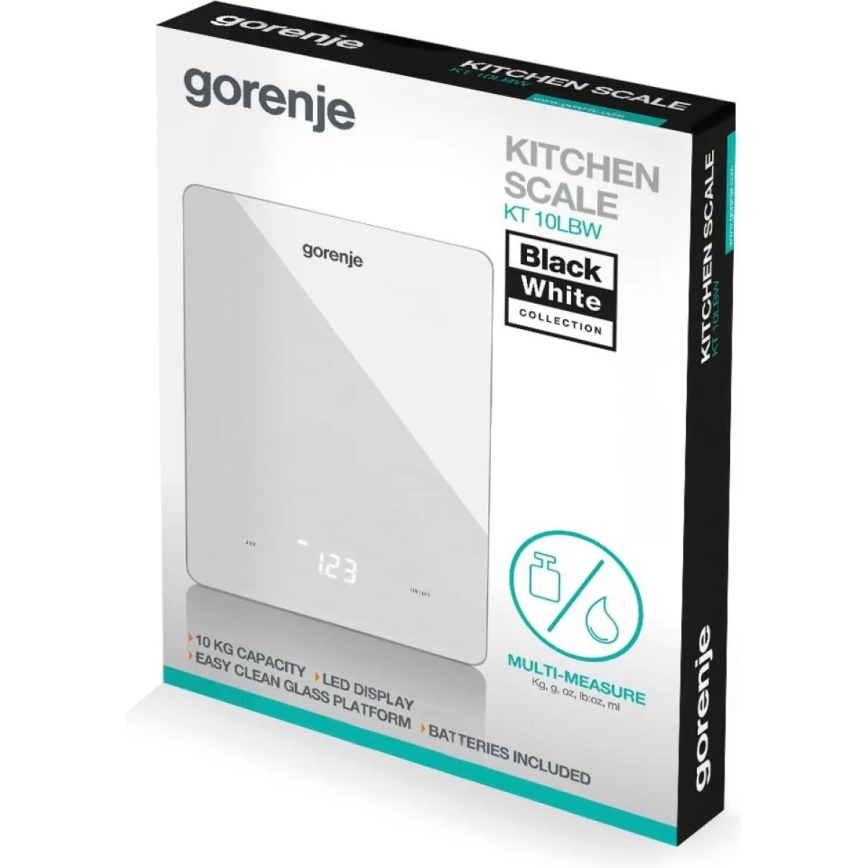 GORENJE KT10LBW - Digitaalinen keittiövaaka 3xAAA valkoinen
