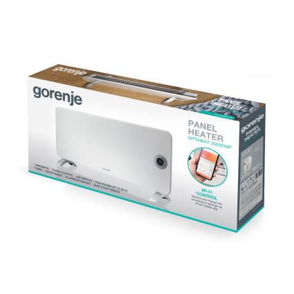 GORENJE OPTIHEAT 2000EWP - Älykäs sähköinen suora/konvektorilämmitin 2000W IP44 Wi-Fi valkoinen