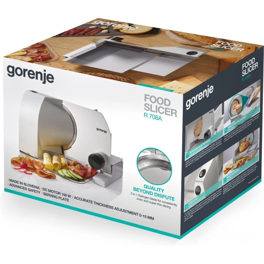 GORENJE R708A - Sähköinen viipalointikone 100W/230V, ruostumaton teräs