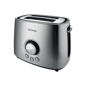 GORENJE T1000E - Kahden viipaleen leivänpaahdin sämpylätelineellä, 1000W/230V, ruostumaton teräs