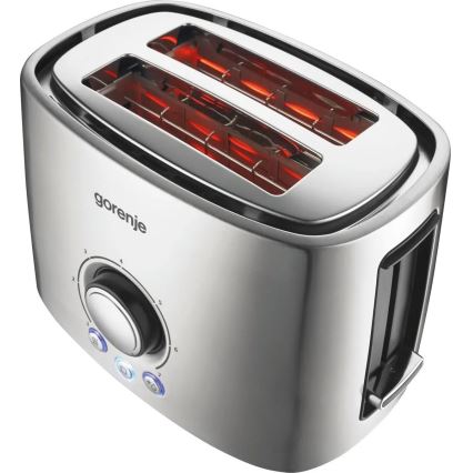 GORENJE T1000E - Kahden viipaleen leivänpaahdin sämpylätelineellä, 1000W/230V, ruostumaton teräs