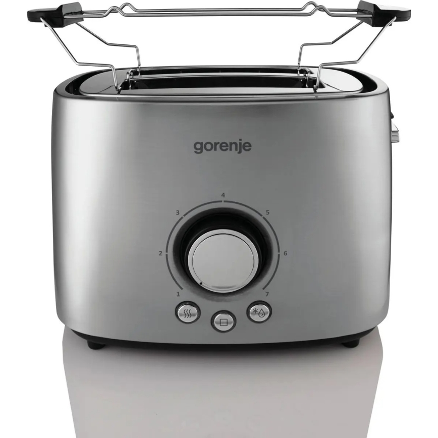 GORENJE T1000E - Kahden viipaleen leivänpaahdin sämpylätelineellä, 1000W/230V, ruostumaton teräs