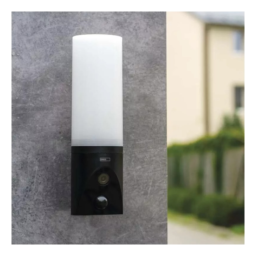 GoSmart LED/12W/230V 3200K IP65 Wi-Fi Tuya musta älykäs ulkokamera valolla