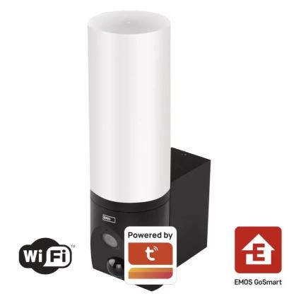 GoSmart LED/12W/230V 3200K IP65 Wi-Fi Tuya musta älykäs ulkokamera valolla