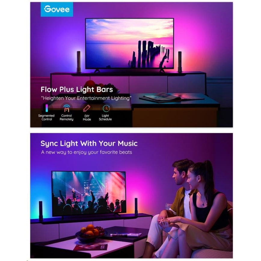 Govee - 2 kpl Flow Plus SMART LED TV & Gaming - RGBICWW Wi-Fi