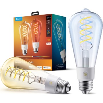 Govee - 2 kpl:n setti himmennettäviä RGBWW LED-älylamppuja Smart MATTER ST64 E27/5W/230V 2700-6500K Wi-Fi