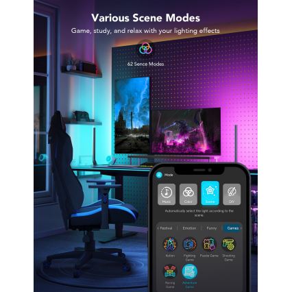 Govee - älykkäät pelikäyttöön tarkoitetut Wi‑Fi LED-paneelit + Smart Dual -ohjain, valkoinen, Wi‑Fi