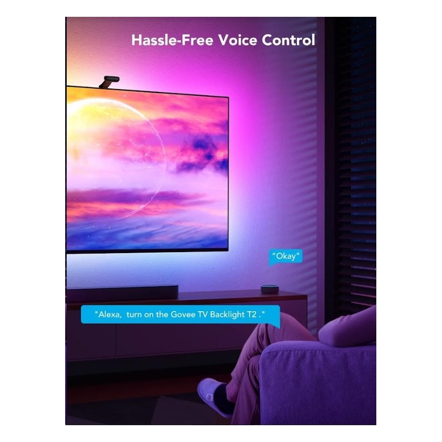 Govee - DreamView T2 DUAL TV 55-65 SMART LED taustavalaistus RGBIC Wi-Fi + kaukosäädin