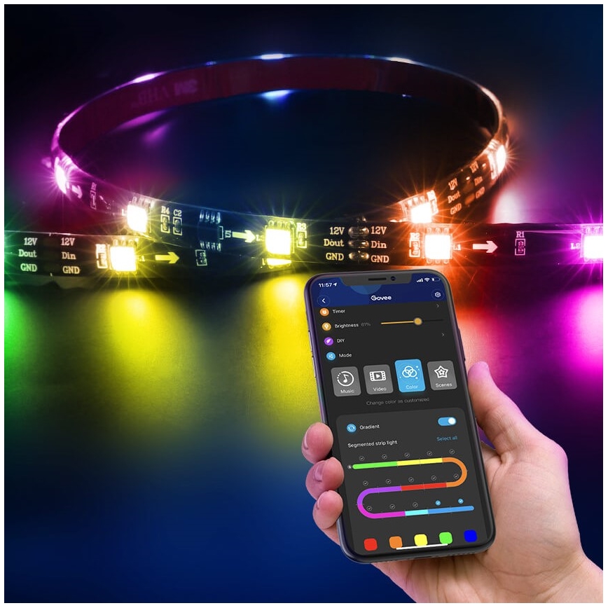Govee - DreamView T2 DUAL TV 55-65 SMART LED taustavalaistus RGBIC Wi-Fi + kaukosäädin