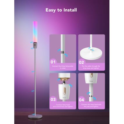 Govee - Himmennettävä LED-lattiavalaisin CYLINDER SMART RGBICWW 2200-6500K