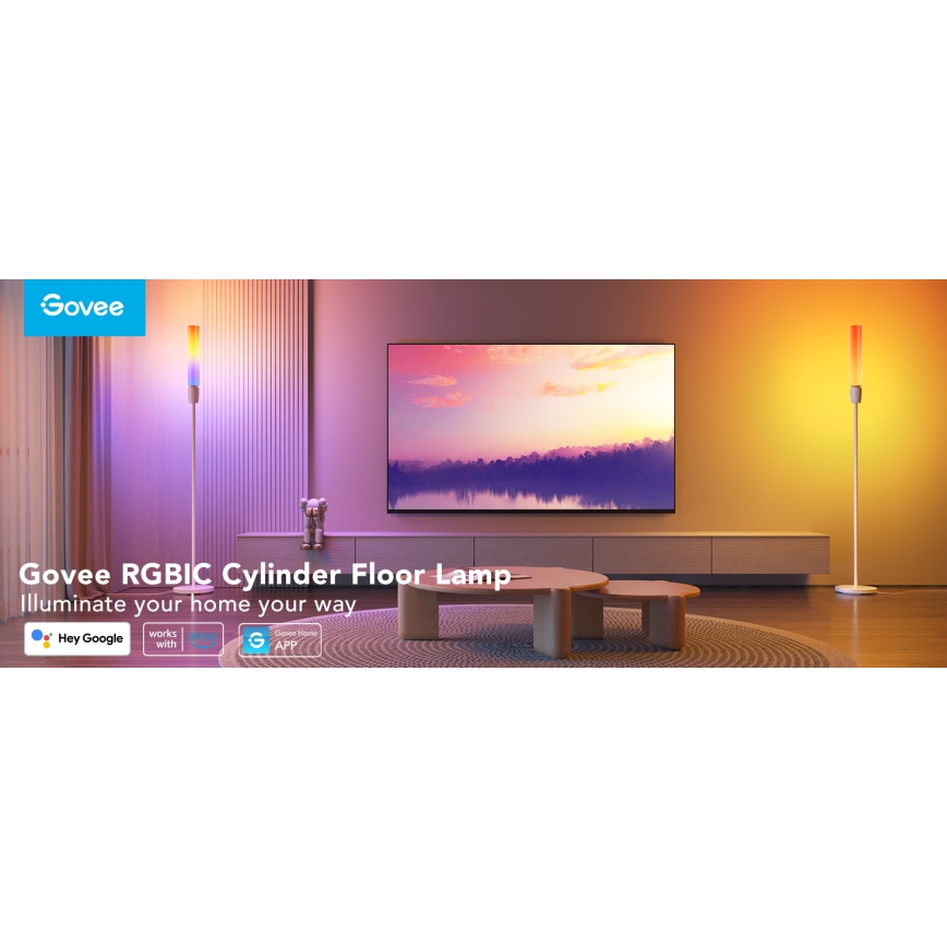 Govee - Himmennettävä LED-lattiavalaisin CYLINDER SMART RGBICWW 2200-6500K