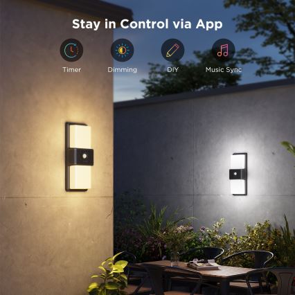 Govee - LED RGBIC Himmennettävä ulkoseinävalaisin anturilla MATTER LED/230V IP65 2700-6500K Wi-Fi