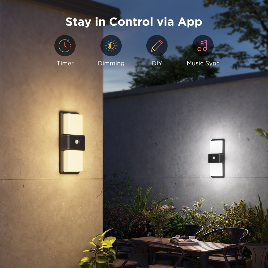 Govee - LED RGBIC Himmennettävä ulkoseinävalaisin anturilla MATTER LED/230V IP65 2700-6500K Wi-Fi