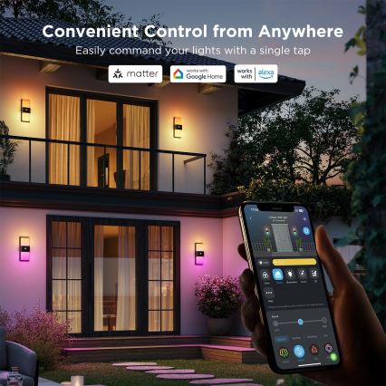 Govee - LED RGBIC Himmennettävä ulkoseinävalaisin anturilla MATTER LED/230V IP65 2700-6500K Wi-Fi
