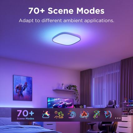 Govee - LED RGBIC Himmennettävä kattovalaisin LED/24W/230V 2700-6500K Wi-Fi 30x30 cm