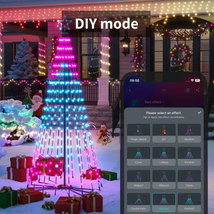 Govee - LED RGBIC joulukuusi tähtikoristeella LED/15W/230V IP65 1,8m Matter Wi-Fi