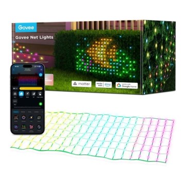 Govee - LED RGBIC ulkokäyttöinen valoverkko 143x85cm Wi-Fi Matter IP65