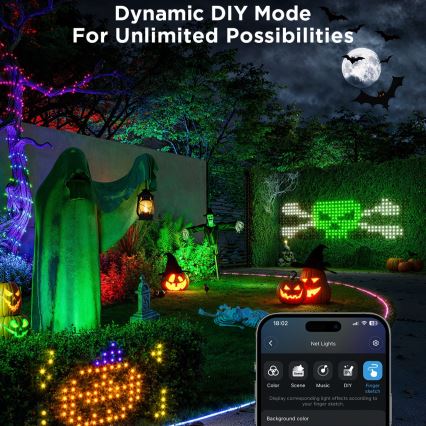 Govee - LED RGBIC Ulkovalaistusverkko 143x85cm Wi-Fi Matter IP65