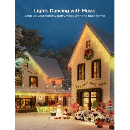 Govee - LED RGBIC Valoketju ulkokäyttöön Älykäs jääpuikot 10m Wi-Fi Matter IP65