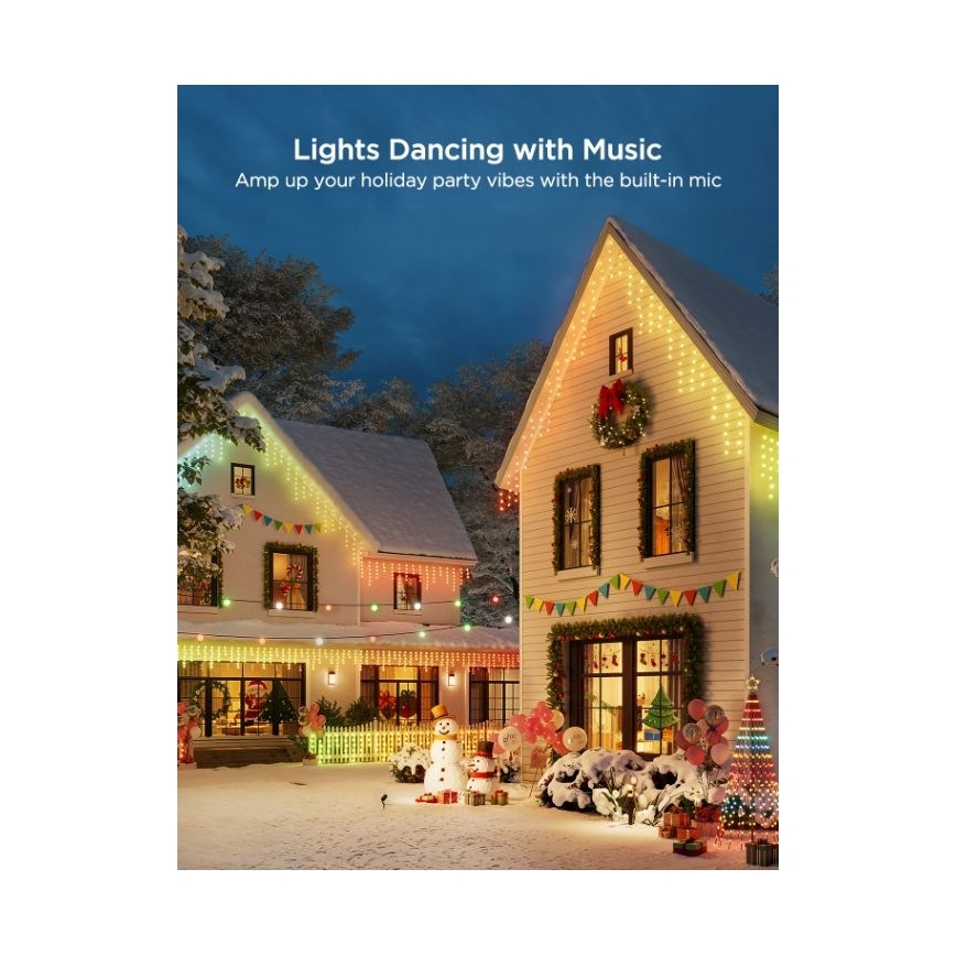 Govee - LED RGBIC Valoketju ulkokäyttöön Älykäs jääpuikot 10m Wi-Fi Matter IP65