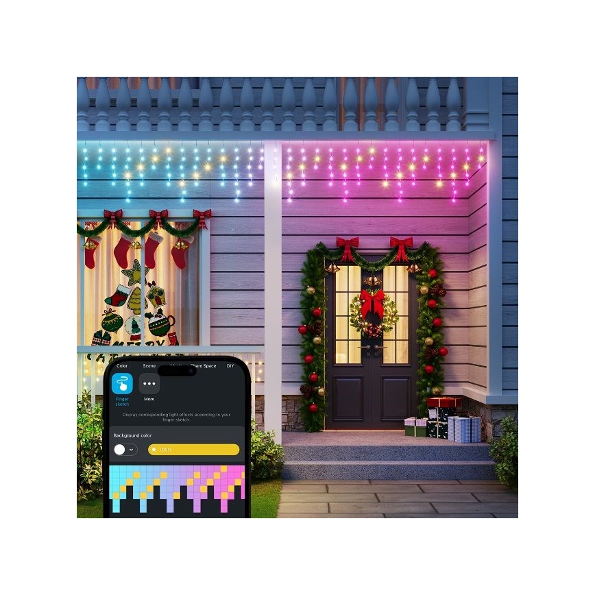 Govee - LED RGBIC Valoketju ulkokäyttöön Älykäs jääpuikot 10m Wi-Fi Matter IP65