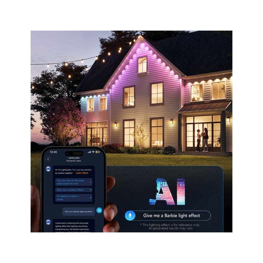 Govee - LED RGBIC -valonauha alasvaloilla, 30 m, Wi-Fi, Matter, IP67